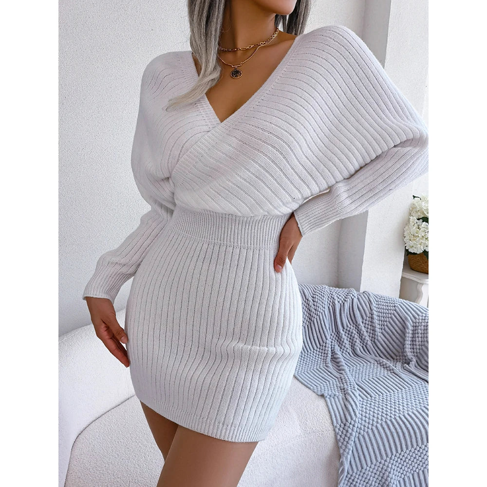 Mina |  Gestricktes Mini-Wickelkleid