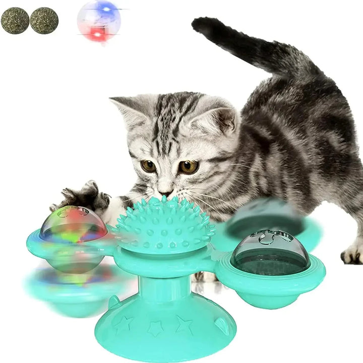 Spin & Play | Katzen-Windmühlenspielzeug mit Beleuchtung und Drehfunktion