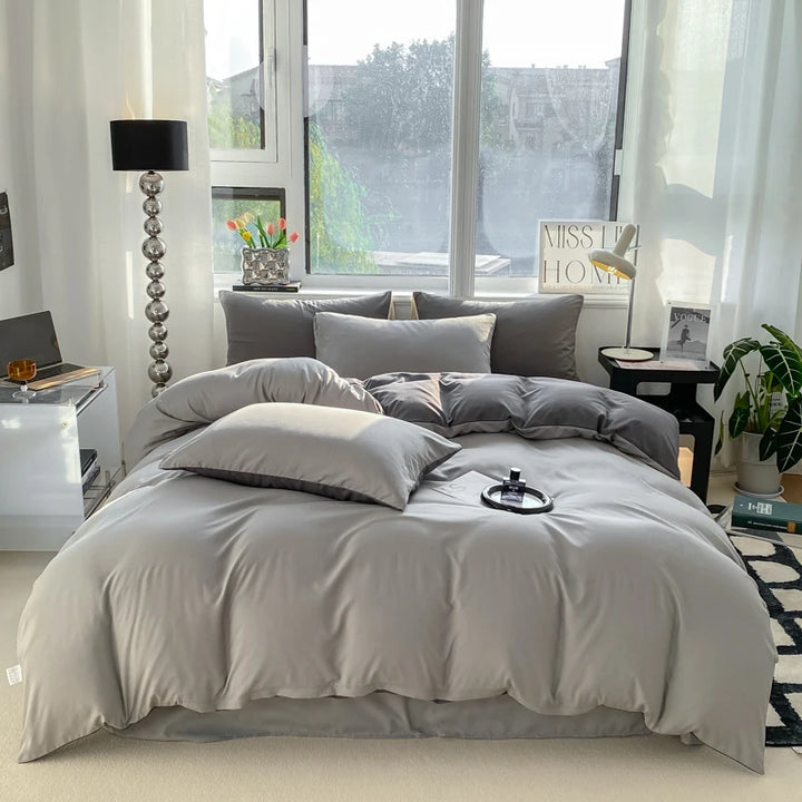 Lena | Ins stil einfarbig Bettdeckenbezug inkl. Kissenbezug