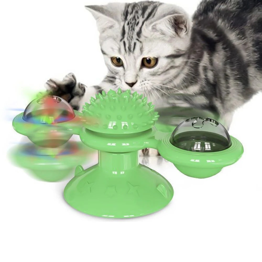 Spin & Play | Katzen-Windmühlenspielzeug mit Beleuchtung und Drehfunktion