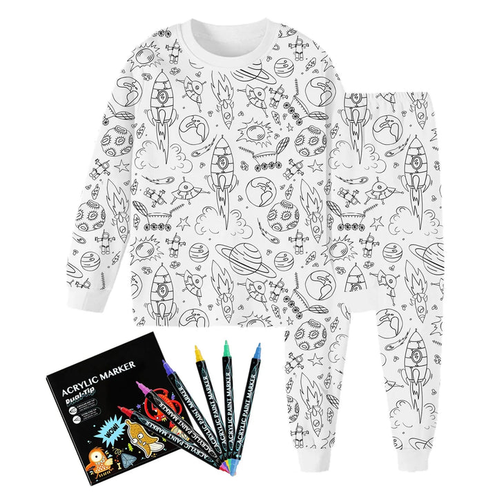 Jingle | Zweiteiliger Kinderpyjama – Colour me! So süß!!!!! Inkl. 12  Stoffmalstifte