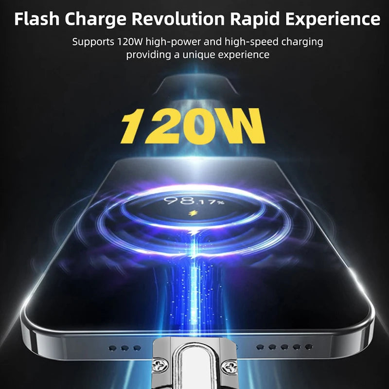 Blacky | 4 In 1 120W USB Typ C zu Typ C IOS Kabel 3 IN 1 PD 100W Schnelllade-Datenkabel für iPhone 11 12 13 14 15 Pro Max Samsung S24