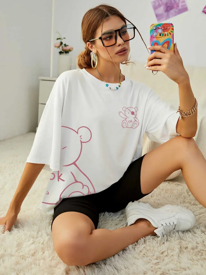 Sweet | Baumwoll-T-Shirts mit Teddy Bär print