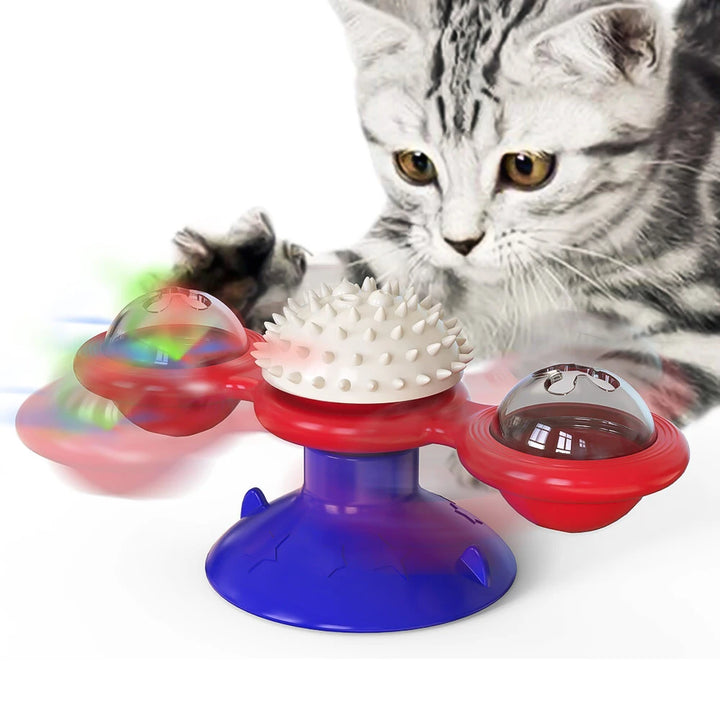 Spin & Play | Katzen-Windmühlenspielzeug mit Beleuchtung und Drehfunktion