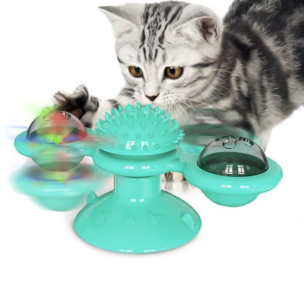 Spin & Play | Katzen-Windmühlenspielzeug mit Beleuchtung und Drehfunktion
