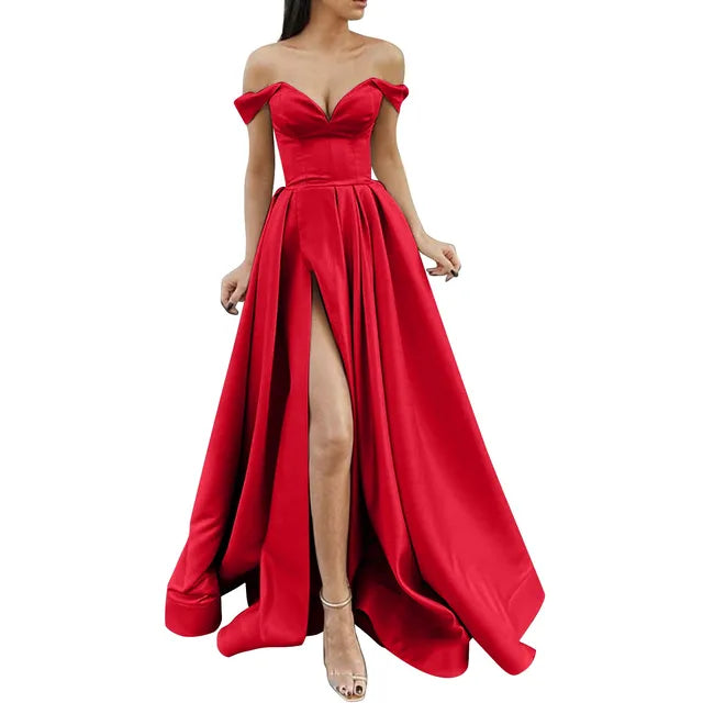 Xenia l Kleid Schulterfreies mit High Split