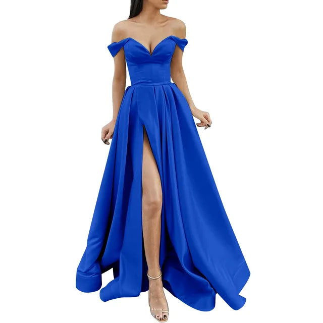 Xenia l Kleid Schulterfreies mit High Split