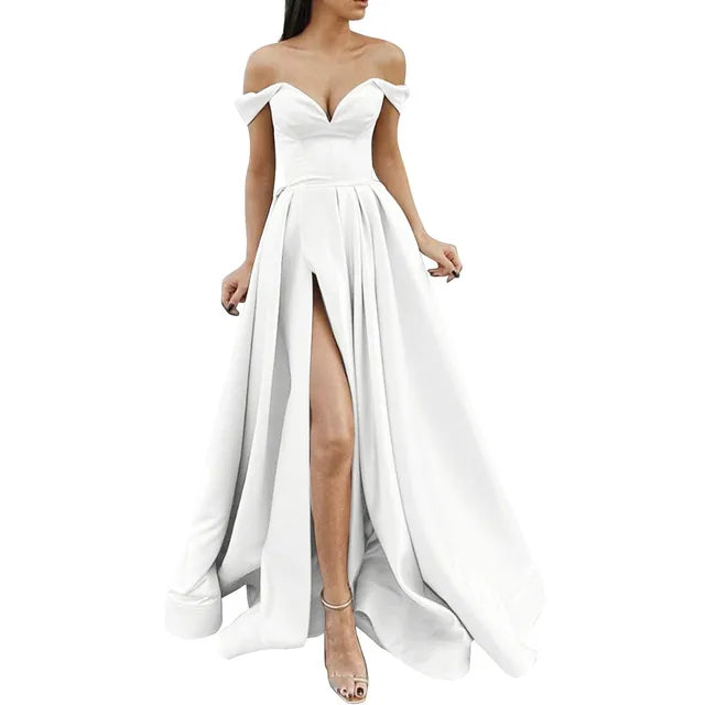 Xenia l Kleid Schulterfreies mit High Split