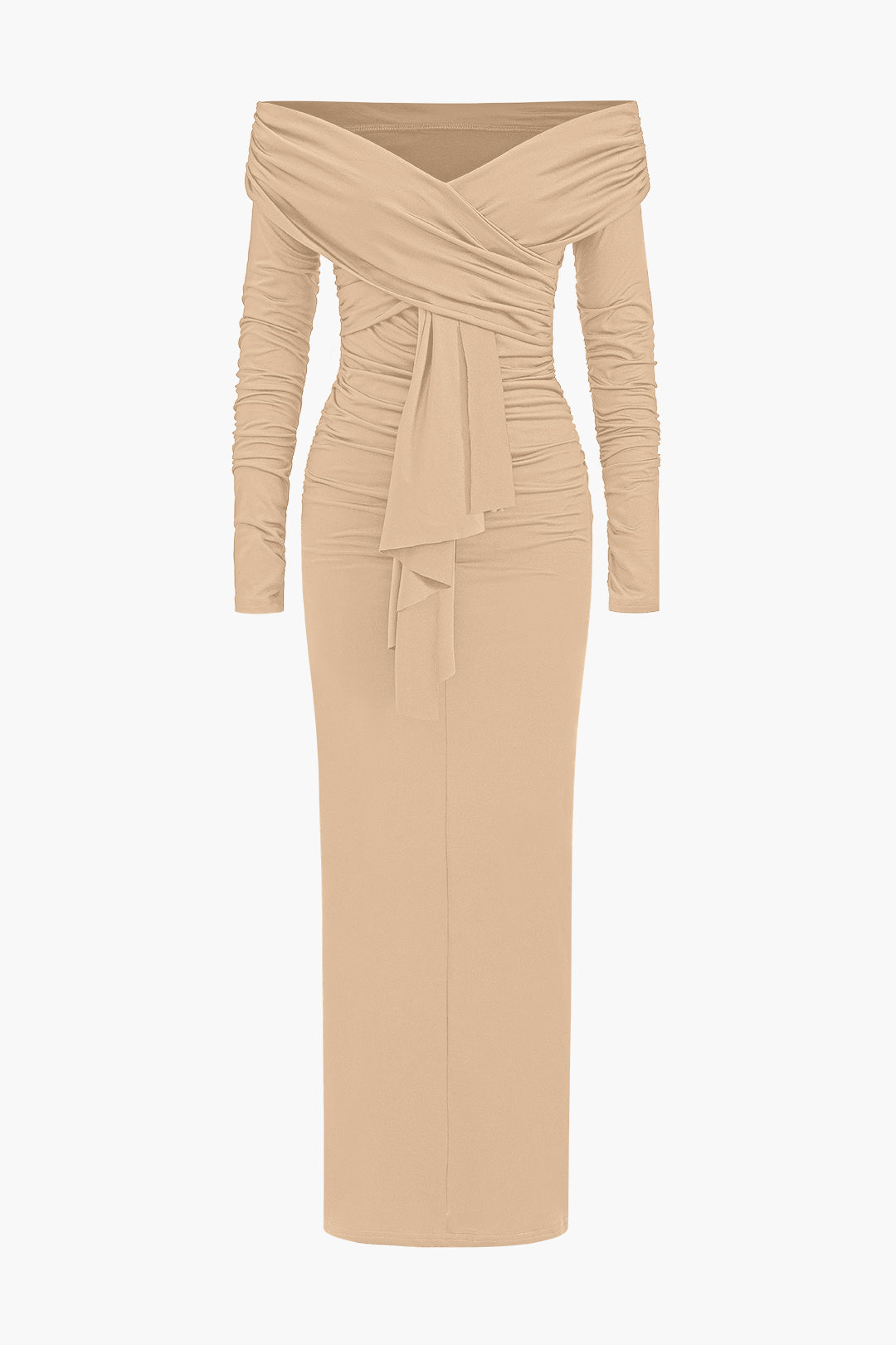 Maxima | Gerüschtes Off-Shoulder Maxikleid mit Drapierung