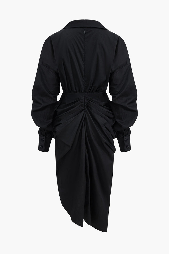 V-Ausschnitt Rüschen Schlitz Midi Kleid