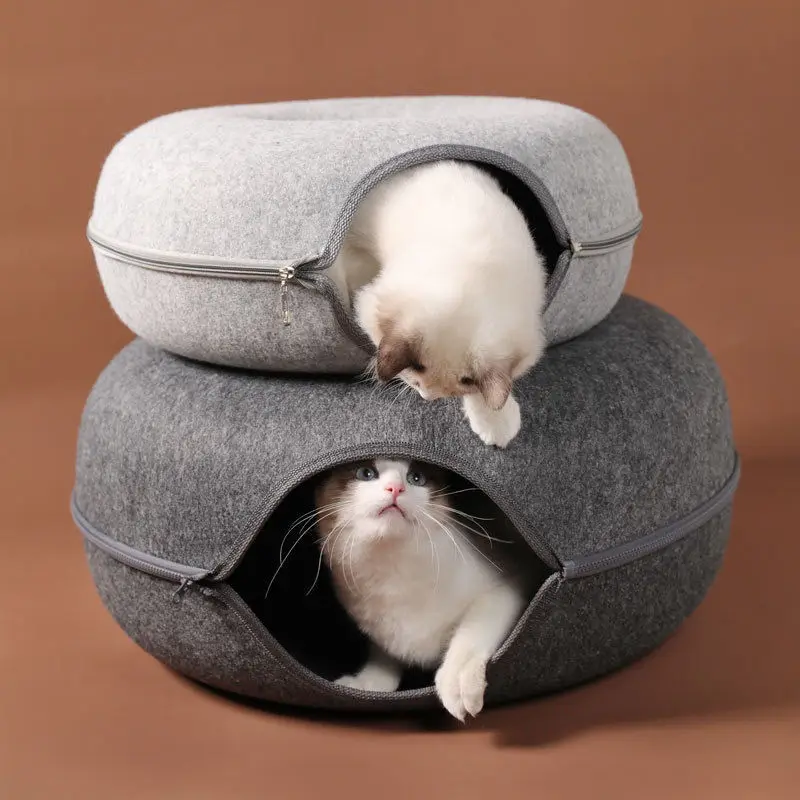 Donut-Katzenbett in Tunnel-Form