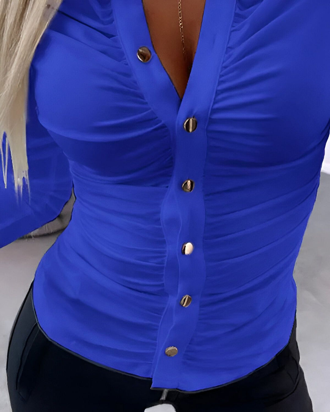 Sandra | Bluse mit Rüsche und langen Ärmeln