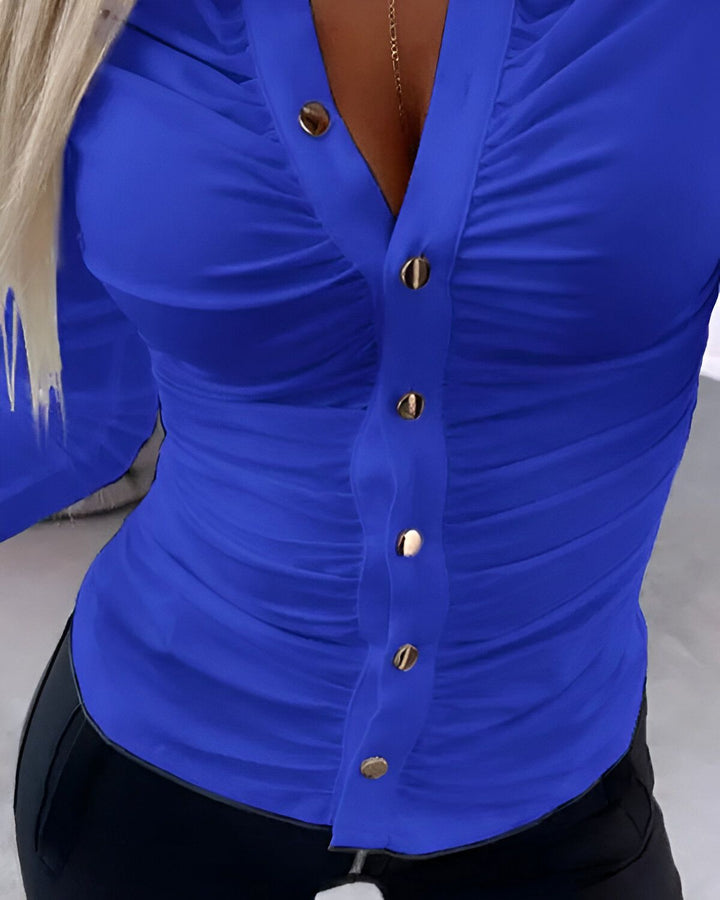 Sandra | Bluse mit Rüsche und langen Ärmeln