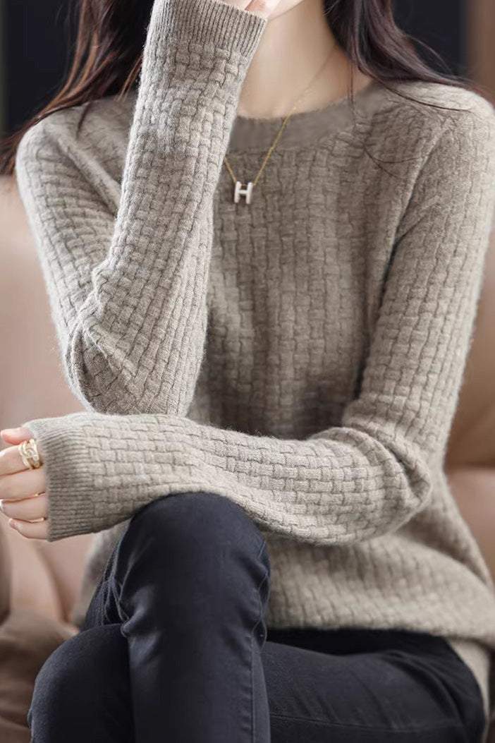 Vielseitiges Rundhals-Strickoberteil