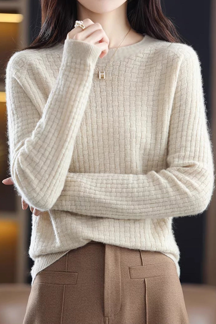 Vielseitiges Rundhals-Strickoberteil