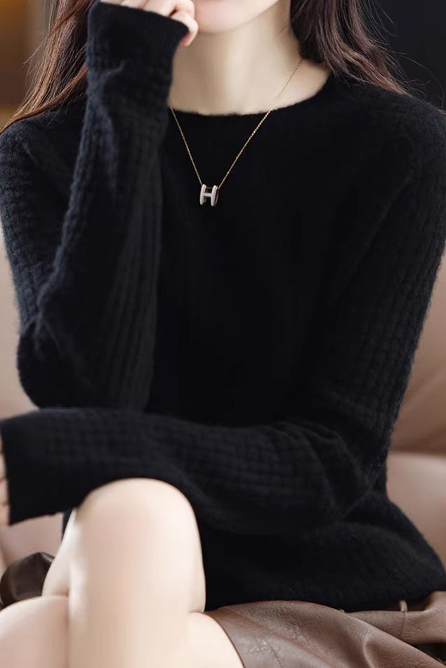 Vielseitiges Rundhals-Strickoberteil