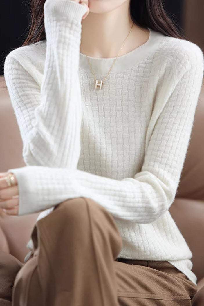 Vielseitiges Rundhals-Strickoberteil