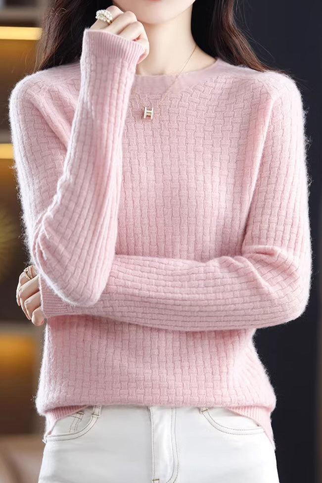 Vielseitiges Rundhals-Strickoberteil