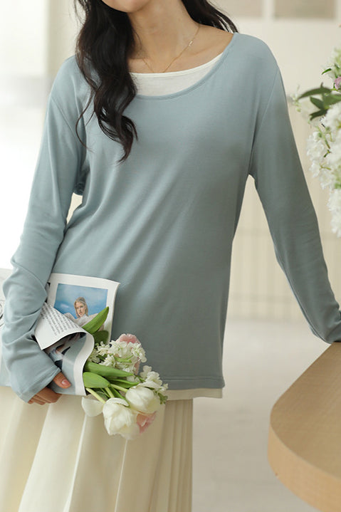 Gestrickter Pullover im Fake-Zweiteiler